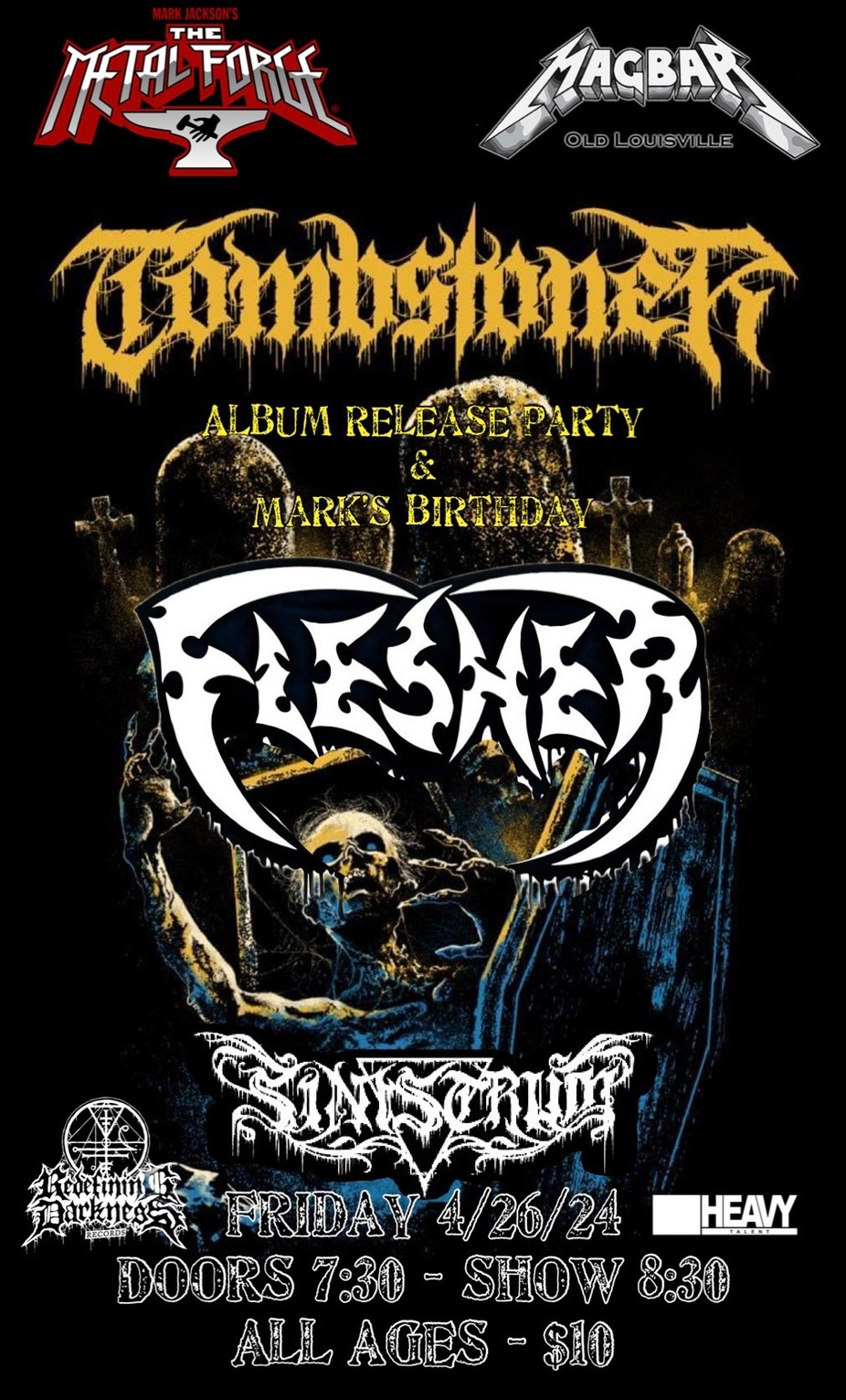ALL AGES - Tombstoner Album Release  Party w. Flesher and Sinistrum At Mag Bar event photo
