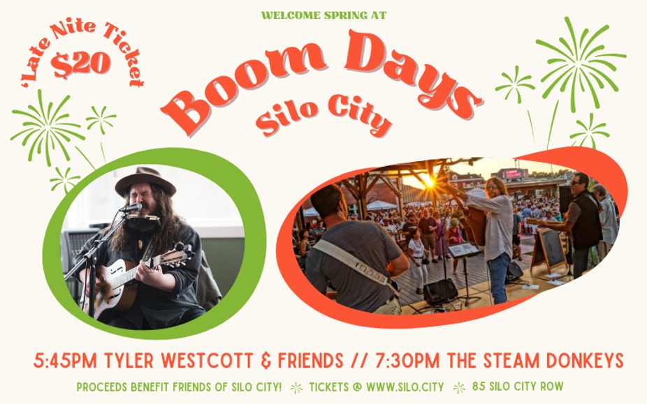 Boom Days: 'Late Nite' Music featuring Tyler Westcott & Friends and The Steam Donkeys event photo