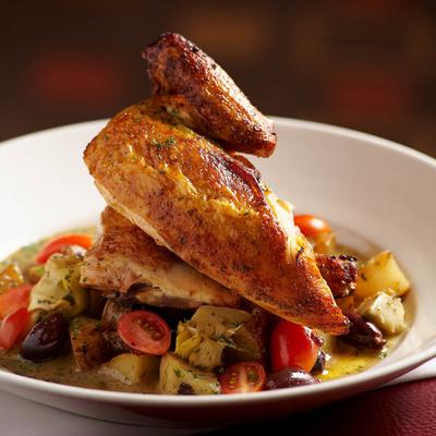 Roasted chicken with grilled vegetables