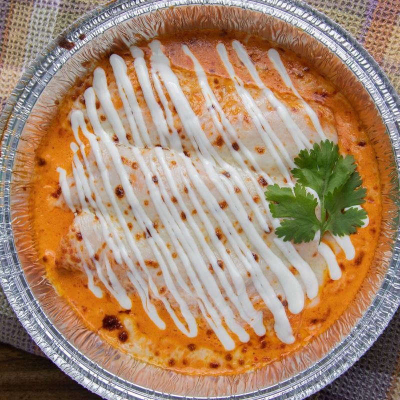 Enchiladas de Camaron served