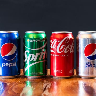 Lined up soda cans