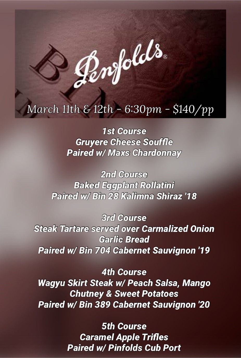 Penfolds Dinner - May 20th event photo