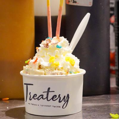 Ice cream with decorations on top