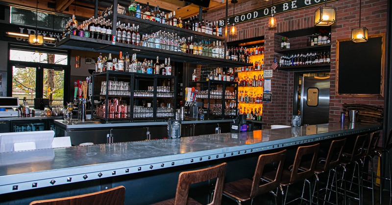 Interior, bar, drinks rack behind