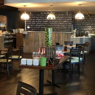 Interior, tables ready for guests