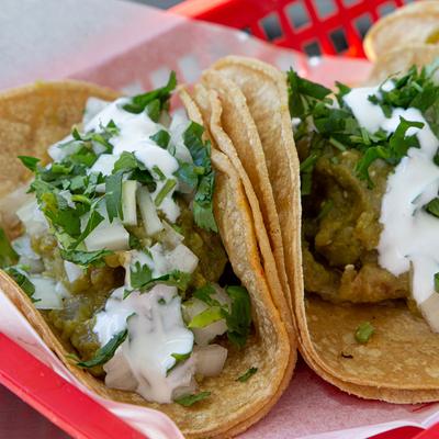 Tacos with dip on top