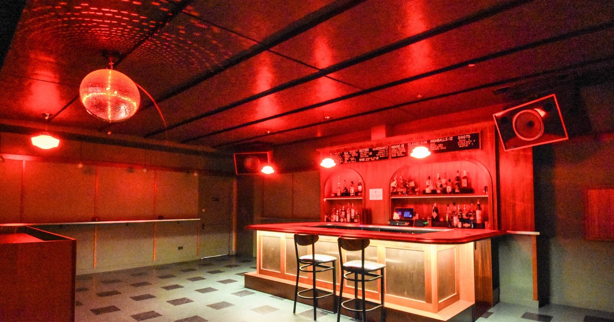 Bar area, red lighting