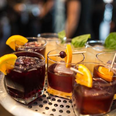 Assorted cocktails, closeup