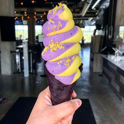 Purple and yellow ice cream