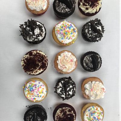 Various cupcakes, top view