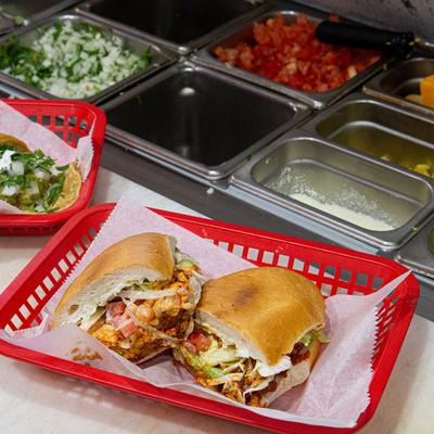 Sandwiches, salads in the back