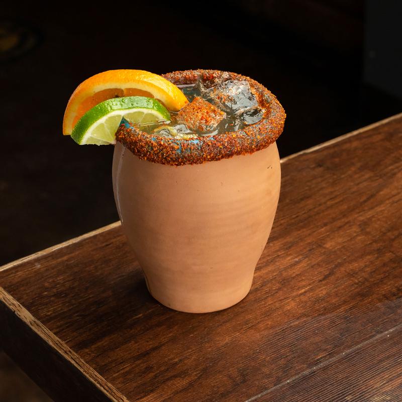 Agave Mule served in a decorated pot