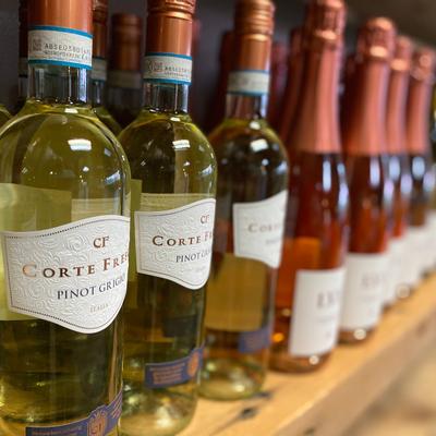 Wine bottles on the shelf