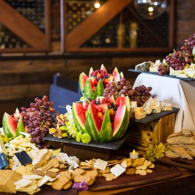 Assorted fruits and crackers