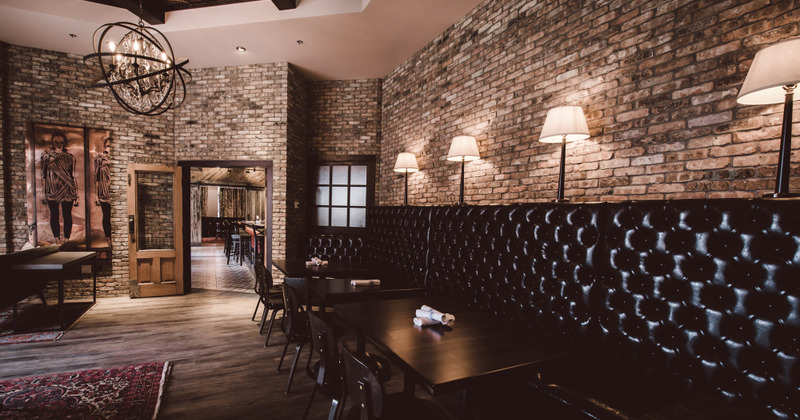 Restaurant interior, tables ready for guests
