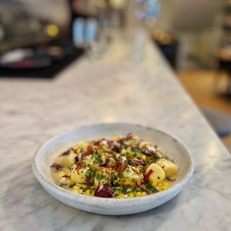 menu item 14 of 22, Gnocchi, Corn, Radicchio, Guanciale, Brown Butter, Parmigiano
