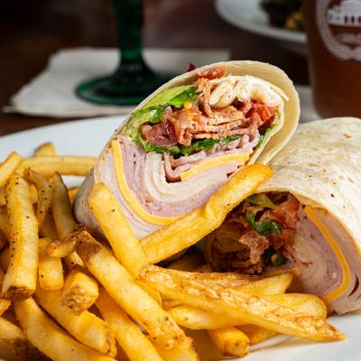 Swamp Rabbit Club wrap with fries.