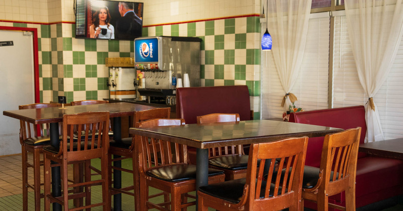 Interior, tables for four