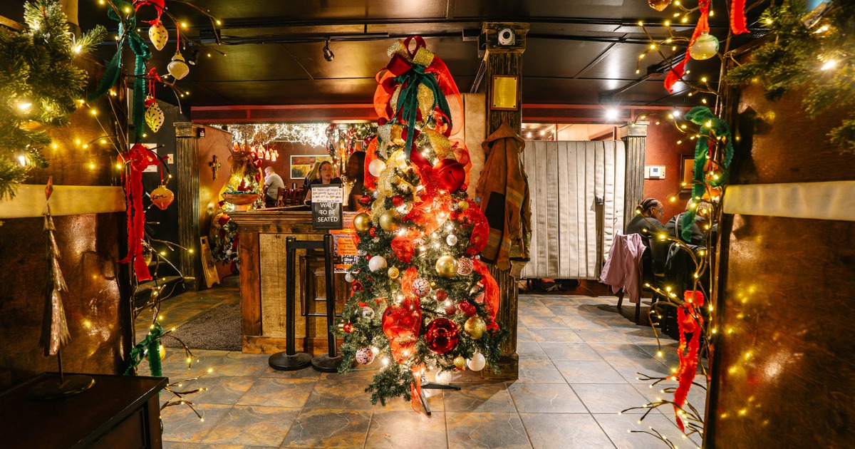 Interior decorated wit festive Christmas decorations