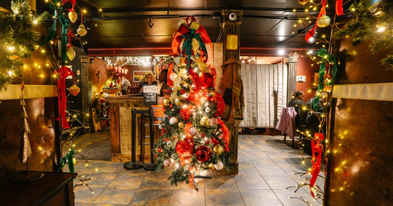 Interior decorated wit festive Christmas decorations