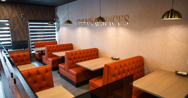 Interior, diner area, booths