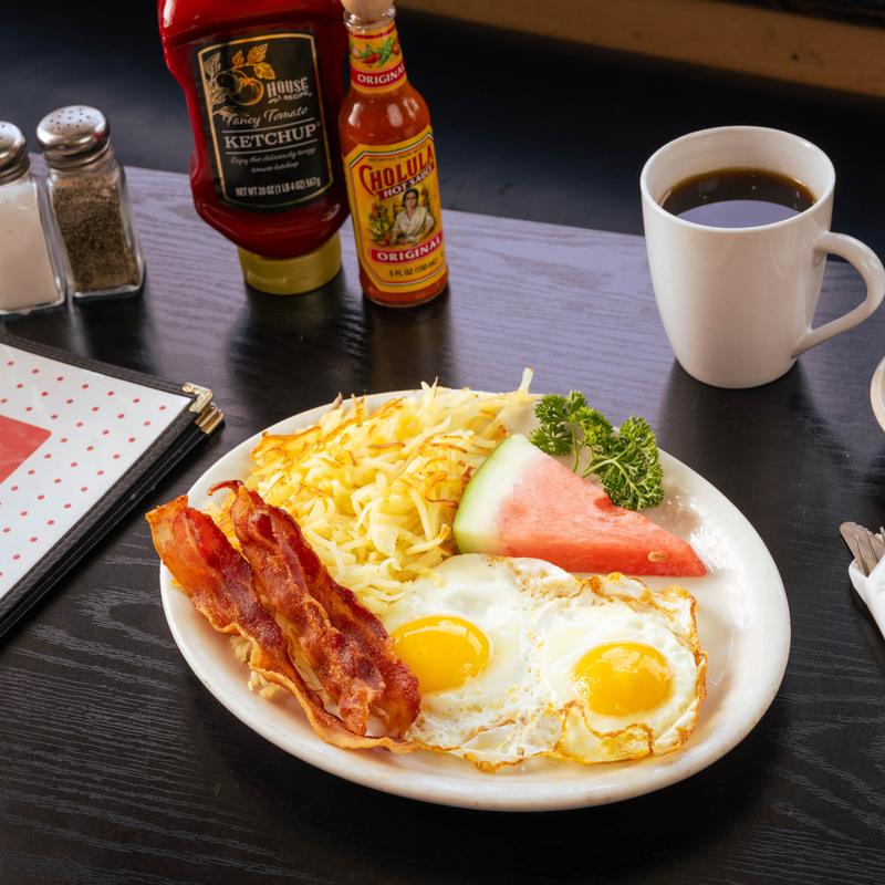 menu item 1 of 4, Eggs with Bacon or Sausage