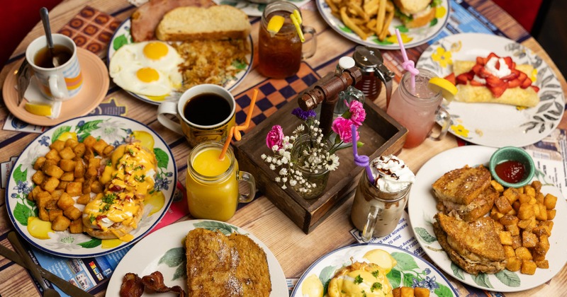 Assorted food and drinks