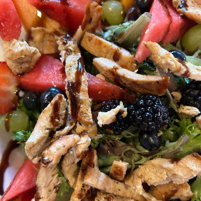 Fresh Fruit Green Salad.