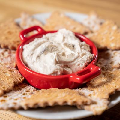 Cannoli dip served with crunchy pastry.