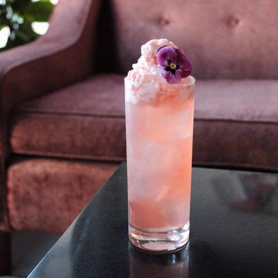Pink cocktail, with cream.