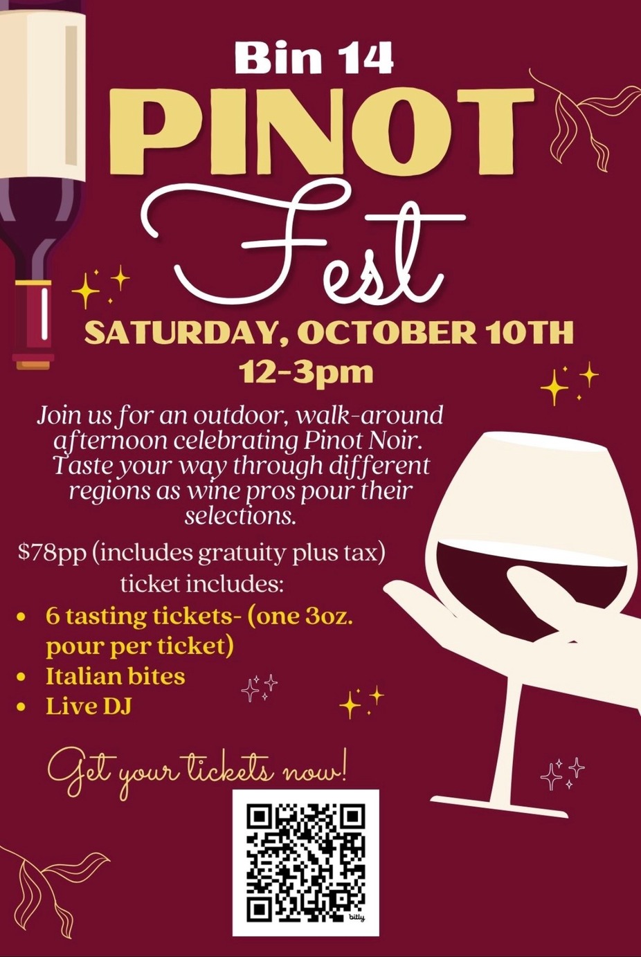 Bin 14 PINOT FEST Pinot. Bites. Beats event photo