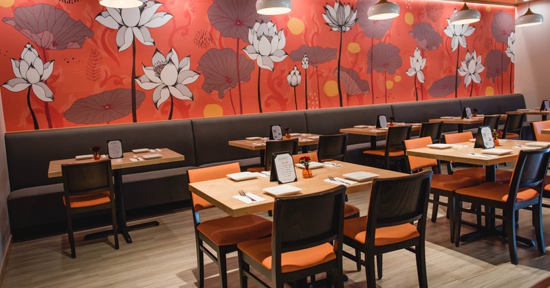 Interior, wall mural, seating area