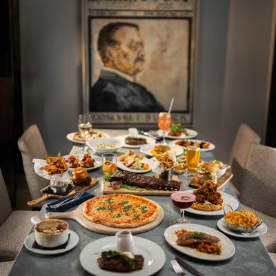 Served food on the table.