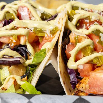 Tequila Lime Chicken Tacos, close up.