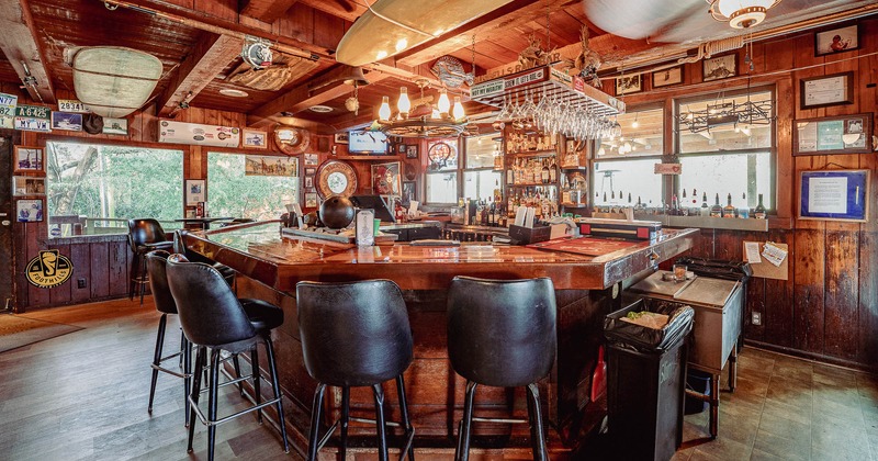 Interior, stools around the bar