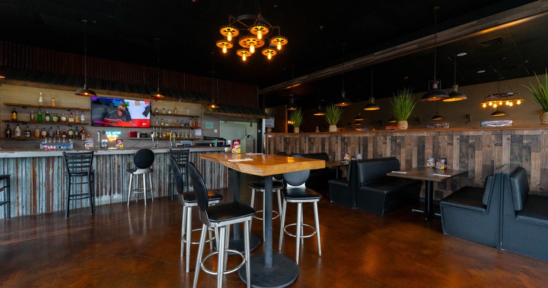 Interior, chairs, tables and restaurant booths