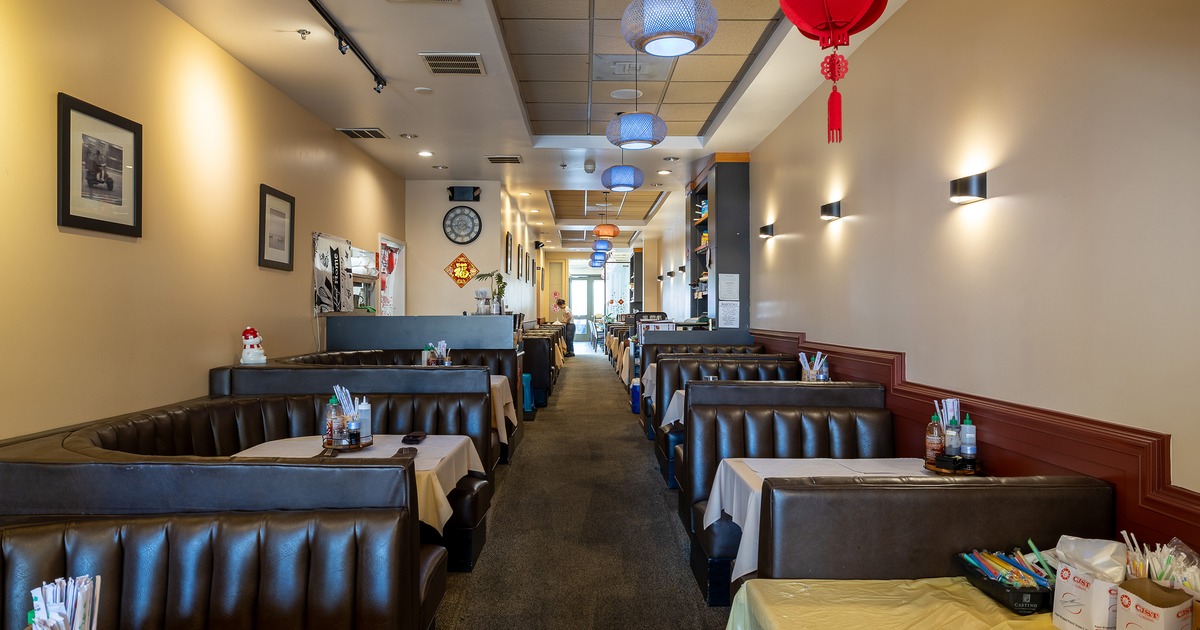 Cozy interior dining area with upholstered dining booths