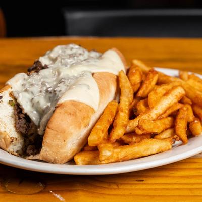 Philly cheesesteak with fries.