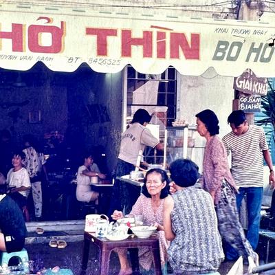 People sitting in front of Pho Thin.