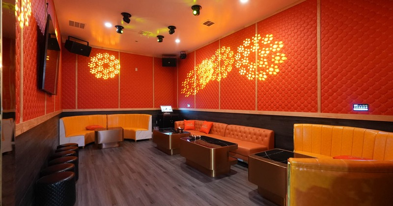 Dining area, booths, angle view