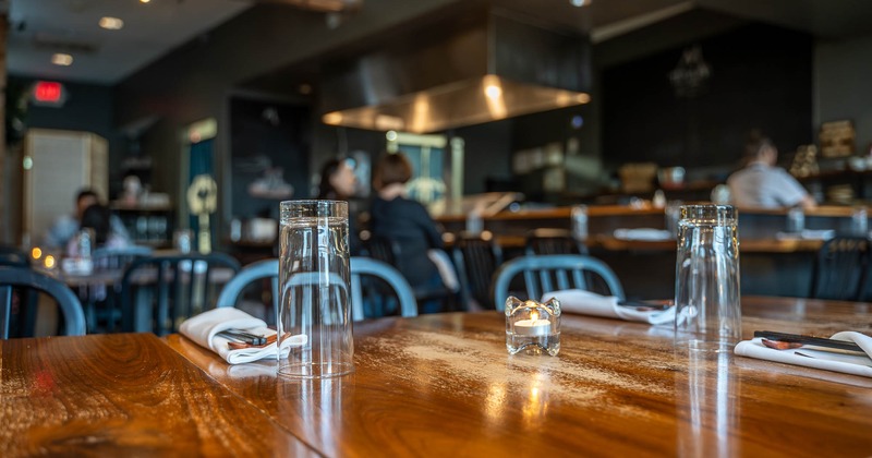 Interior, table set for guests