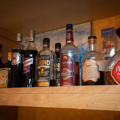 Various liquor bottles.