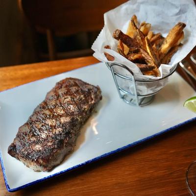 Strip steak and fries.