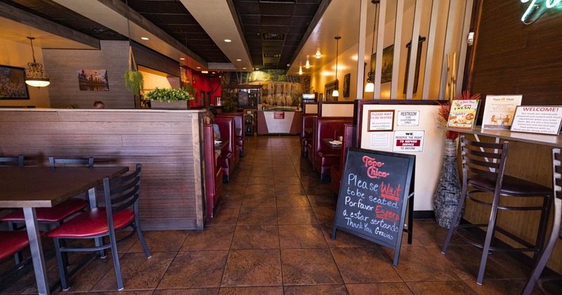Interior, dining area with leather booths