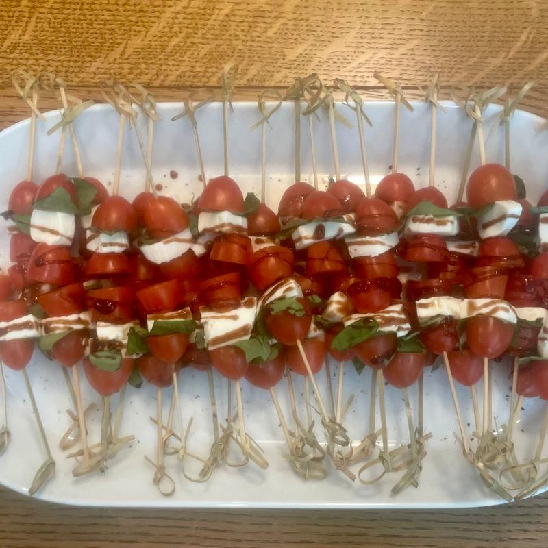Tomato, Mozzarella, Basil Skewers photo