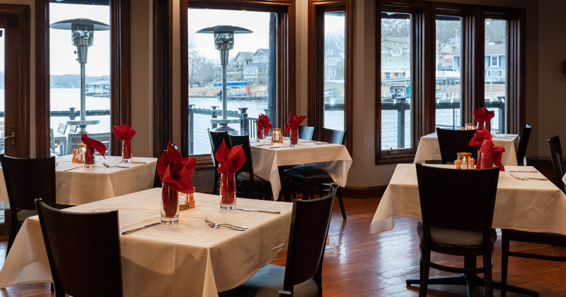 Interior, set guest tables