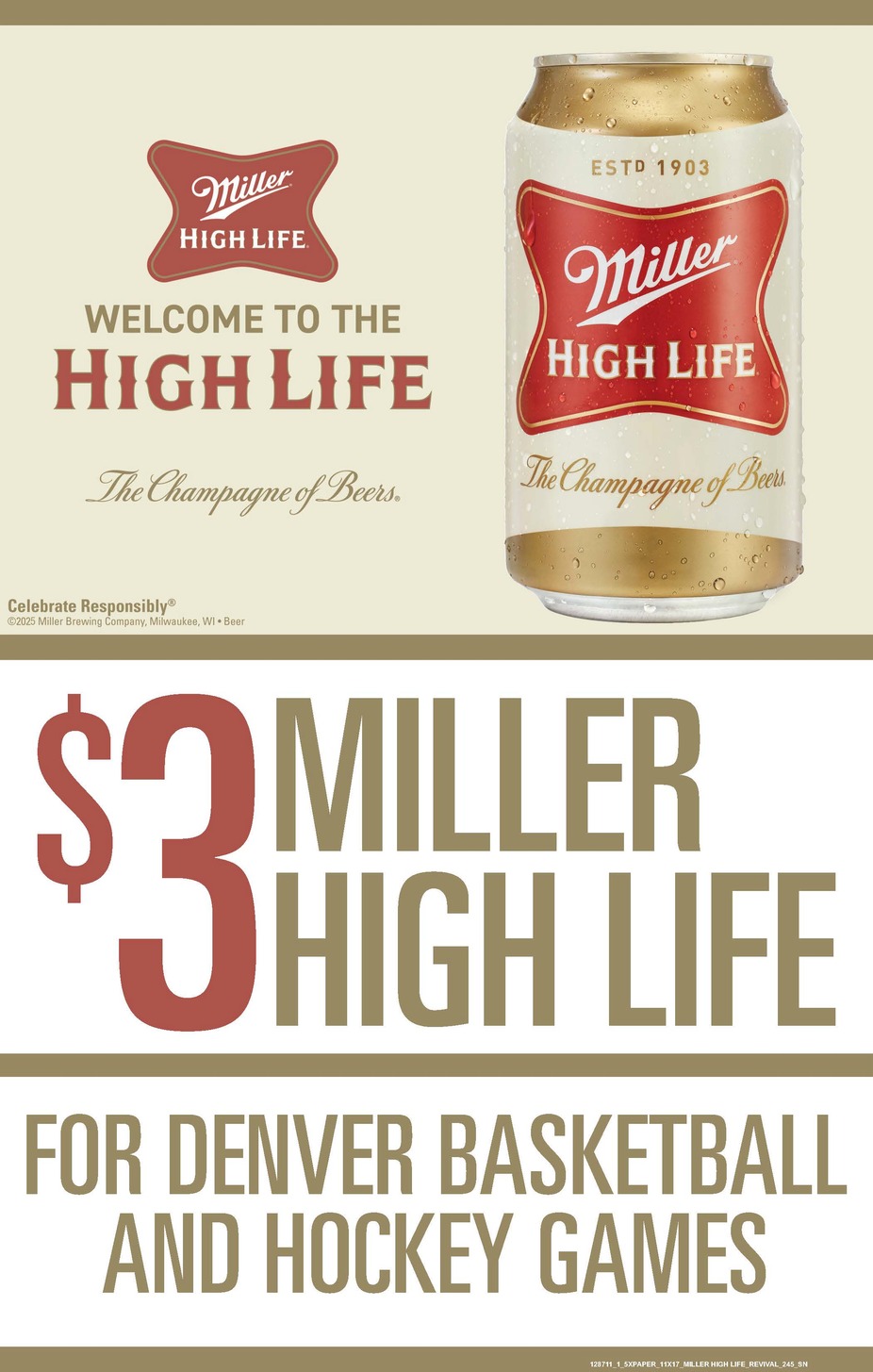 3$ Miller High Life During Denver Nuggets and Colorado Avalanche Games! event photo
