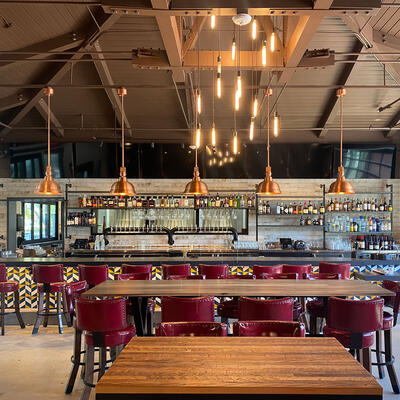 Interior, tables ready for guests