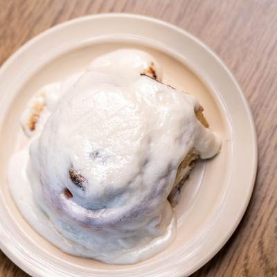 Our BIG Cinnamon Roll with Cream Cheese Frosting.