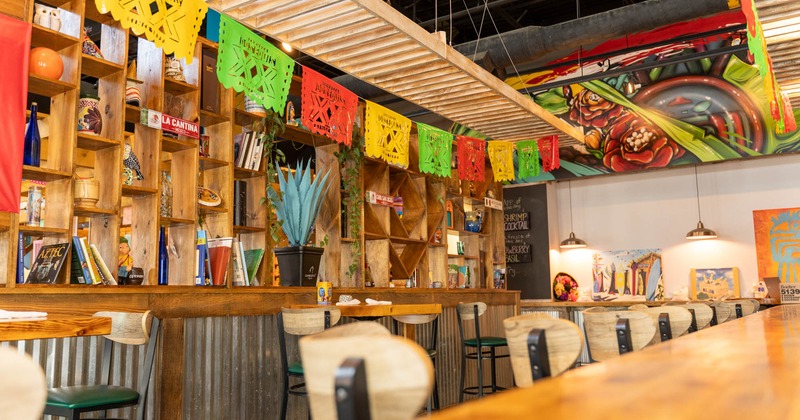 Interior, seating area by the bar